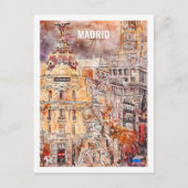 Madrid Spanje Beroemde Reisplaats Waterverf Schets Briefkaart (Voorkant)