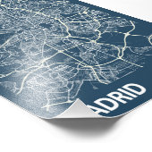 Madrid - Spanje Blauwdruk City Map Foto Afdruk (Hoek)