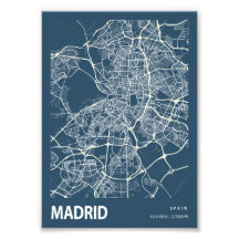 Madrid - Spanje Blauwdruk City Map