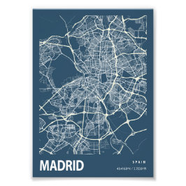 Madrid - Spanje Blauwdruk City Map Foto Afdruk