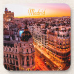 Madrid Spanje Capitol City Skyline Bier Onderzetter<br><div class="desc">Madrid Spanje Capitol City Skyline Beauful Oranje Light</div>