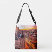 Madrid Spanje Capitol City Skyline Crossbody Tas (Achterkant)