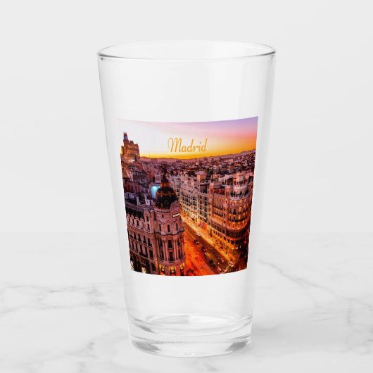 Madrid Spanje Capitol City Skyline Glas (Voorkant)