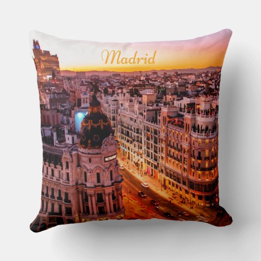 Madrid Spanje Capitol City Skyline Kussen (Achterkant)
