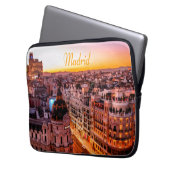 Madrid Spanje Capitol City Skyline Laptop Sleeve (Voorkant Links)