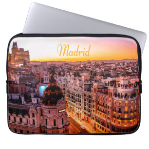 Madrid Spanje Capitol City Skyline Laptop Sleeve
