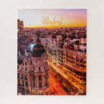 Madrid Spanje Capitol City Skyline Legpuzzel<br><div class="desc">Madrid Spanje Capitol City SkylineBeauful Oranje Light</div>