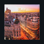 Madrid Spanje Capitol City Skyline Magneet<br><div class="desc">Madrid Spanje Capitol City Skyline Beauful Oranje Light</div>