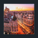 Madrid Spanje Capitol City Skyline Magneet<br><div class="desc">Madrid Spanje Capitol City Skyline Beauful Oranje Light</div>