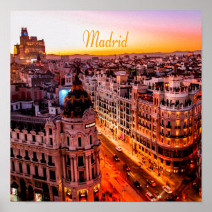 Madrid Spanje Capitol City Skyline Poster