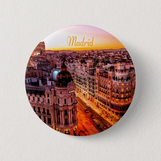 Madrid Spanje Capitol City Skyline Ronde Button 5,7 Cm (Voorkant)