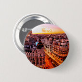 Madrid Spanje Capitol City Skyline Ronde Button 5,7 Cm (Voorkant /achterkant)