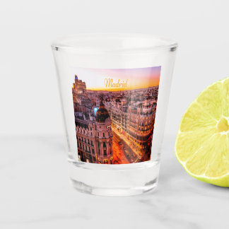 Madrid Spanje Capitol City Skyline Shot Glas
