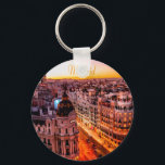 Madrid Spanje Capitol City Skyline Sleutelhanger<br><div class="desc">Madrid Spanje Capitol City Skyline Beauful Oranje Light</div>