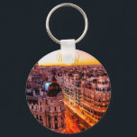 Madrid Spanje Capitol City Skyline Sleutelhanger<br><div class="desc">Madrid Spanje Capitol City Skyline Beauful Oranje Light</div>