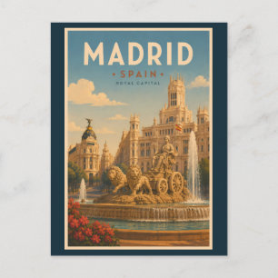 Madrid Spanje Cibeles Fontein Illustratie Reizen Briefkaart