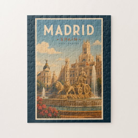 Madrid Spanje Cibeles Fontein Illustratie Reizen Legpuzzel (Verticaal)