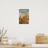 Madrid Spanje Cibeles Fontein Illustratie Reizen Poster (Keuken)