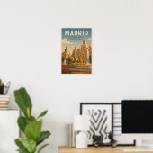 Madrid Spanje Cibeles Fontein Illustratie Reizen Poster (Thuiskantoor)