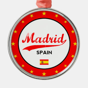 Madrid, Spanje, cirkel, wit Metalen Ornament