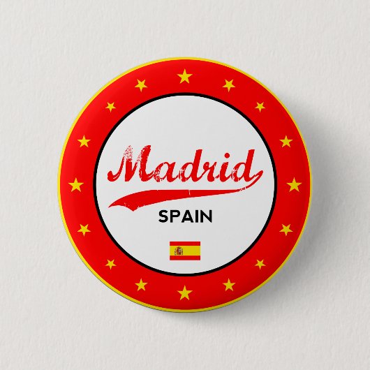 Madrid, Spanje, cirkel, wit Ronde Button 5,7 Cm (Voorkant)