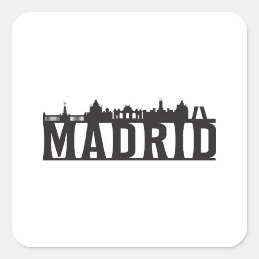 Madrid Spanje City Skyline Cityscape Trip Cadeau I Vierkante Sticker (Voorkant)