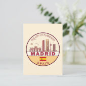 Madrid Spanje City Skyline Embleem Briefkaart (Staand voorkant)
