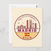 Madrid Spanje City Skyline Embleem Briefkaart (Voorkant / Achterkant)