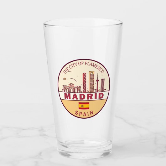 Madrid Spanje City Skyline Embleem Glas (Voorkant)