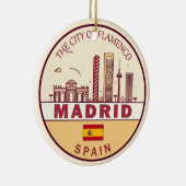 Madrid Spanje City Skyline Embleem Keramisch Ornament (Rechts)