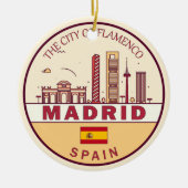 Madrid Spanje City Skyline Embleem Keramisch Ornament (Voorkant)
