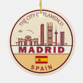 Madrid Spanje City Skyline Embleem Keramisch Ornament (Achterkant)
