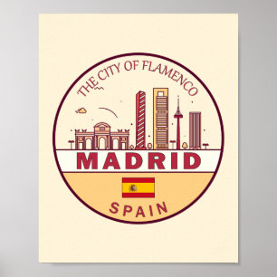 Madrid Spanje City Skyline Embleem Poster