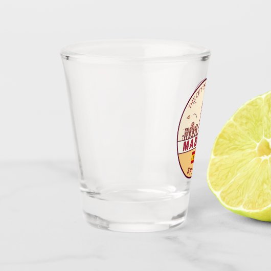 Madrid Spanje City Skyline Embleem Shot Glas (Links)