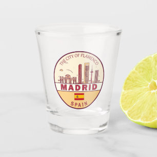 Madrid Spanje City Skyline Embleem Shot Glas