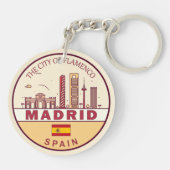 Madrid Spanje City Skyline Embleem Sleutelhanger (Achterkant)