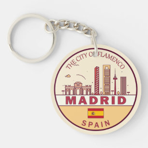 Madrid Spanje City Skyline Embleem Sleutelhanger
