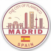Madrid Spanje City Skyline Embleem Sticker (Voorkant)