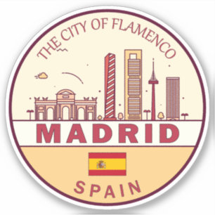 Madrid Spanje City Skyline Embleem Sticker