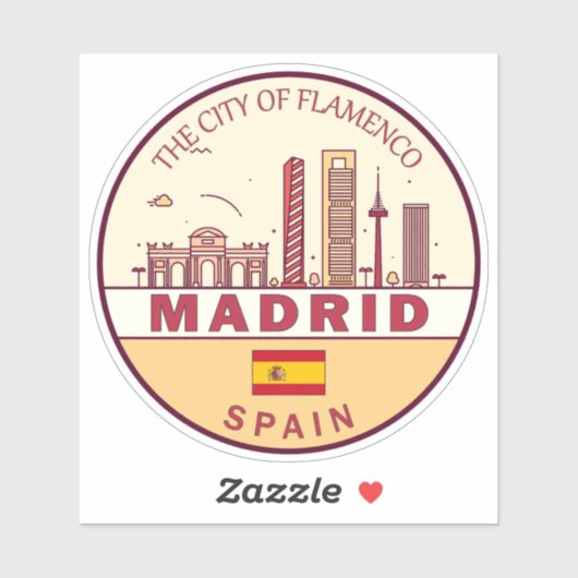 Madrid Spanje City Skyline Embleem Sticker (Vel)