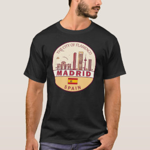 Madrid Spanje City Skyline Embleem T-shirt