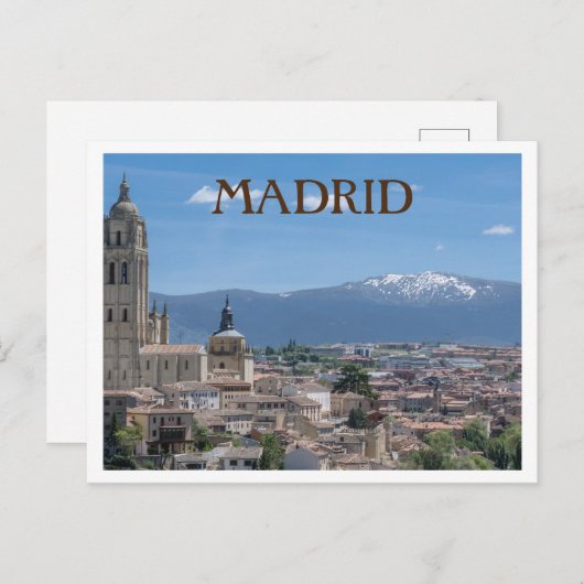 Madrid, Spanje City Uitzicht met Bergen Briefkaart (Voorkant / Achterkant)