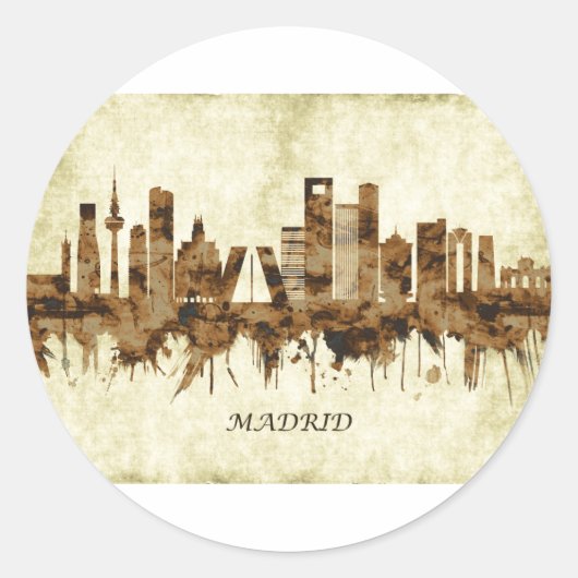 Madrid Spanje Cityscape Ronde Sticker (Voorkant)