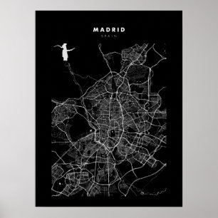 Madrid - Spanje Dark City Map Poster
