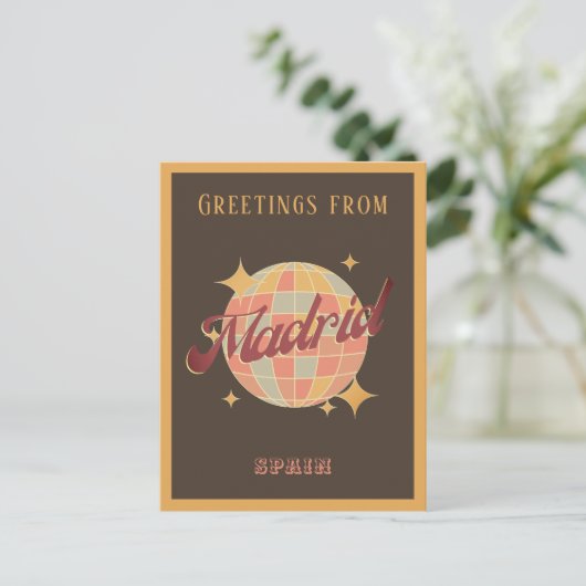 Madrid Spanje Disco bal Retro  Briefkaart (Staand voorkant)