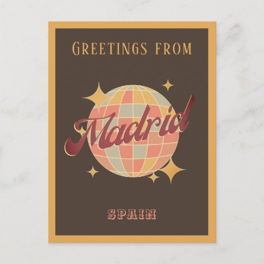 Madrid Spanje Disco bal Retro  Briefkaart (Voorkant)