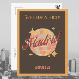 Madrid Spanje Disco bal Retro Briefkaart