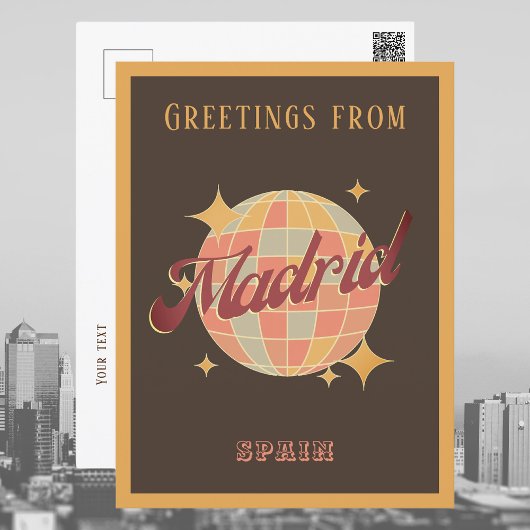 Madrid Spanje Disco bal Retro Briefkaart