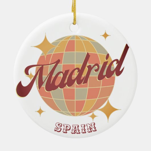 Madrid Spanje Disco bal Retro  Keramisch Ornament (Achterkant)