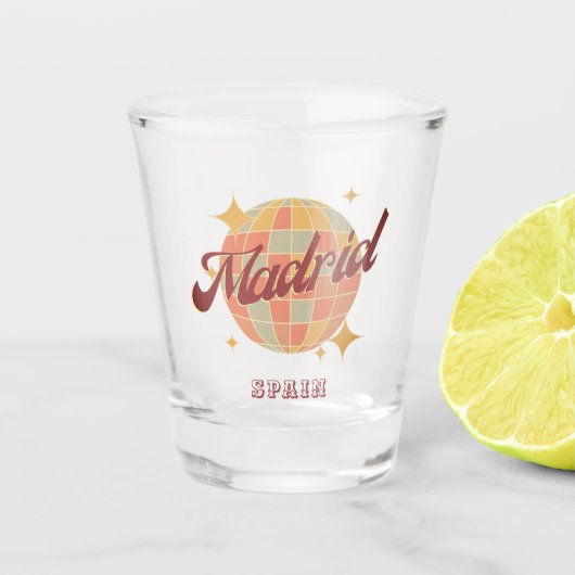 Madrid Spanje Disco bal Retro  Shot Glas (Voorkant)